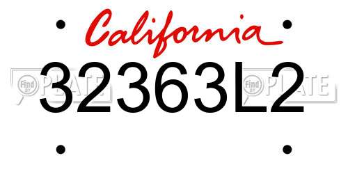 32363L2 California License Plate