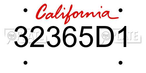32365D1 California License Plate