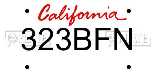 323BFN California License Plate