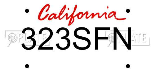 323SFN California License Plate