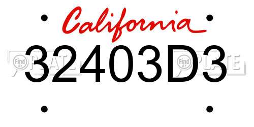 32403D3 California License Plate