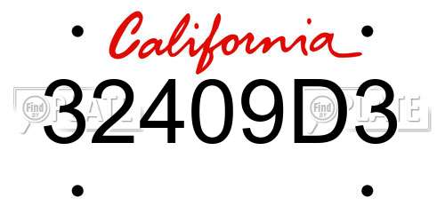 32409D3 California License Plate