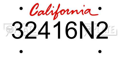 32416N2 California License Plate