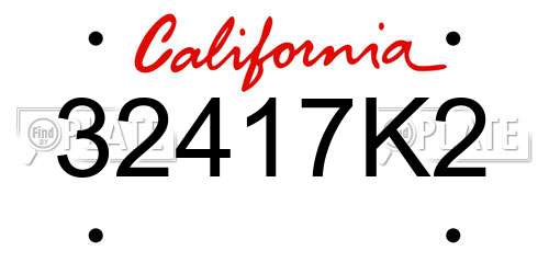 32417K2 California License Plate