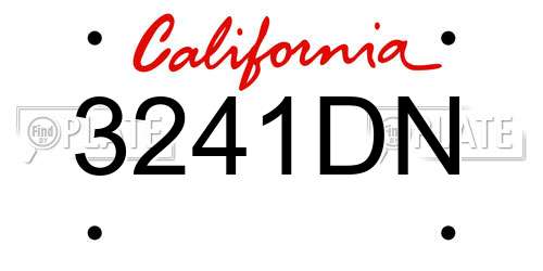3241DN California License Plate