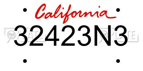 32423N3 California License Plate