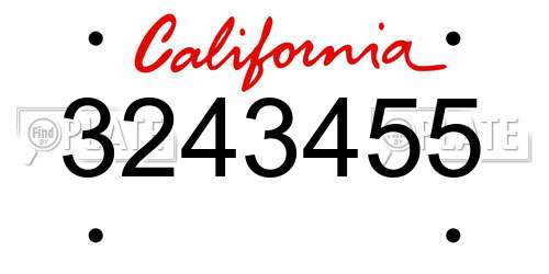 3243455 California License Plate
