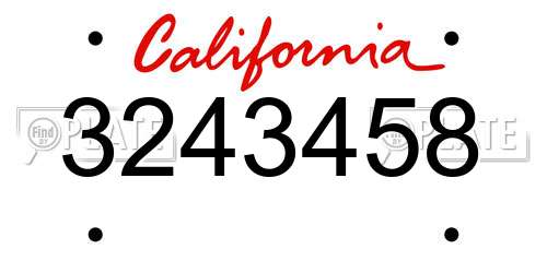 3243458 California License Plate