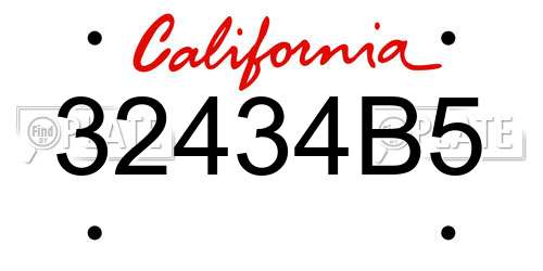 32434B5 California License Plate