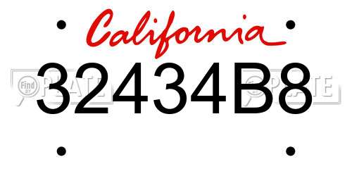 32434B8 California License Plate