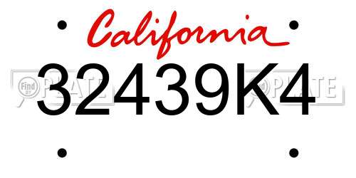 32439K4 California License Plate
