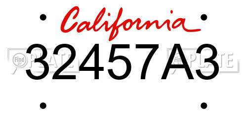 32457A3 California License Plate