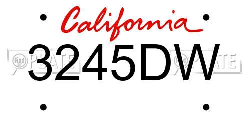 3245DW California License Plate