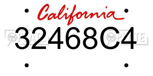 32468C4 California License Plate