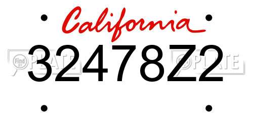 32478Z2 California License Plate