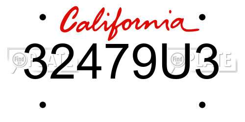32479U3 California License Plate