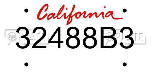 32488B3 California License Plate