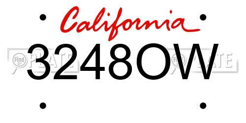 3248OW California License Plate