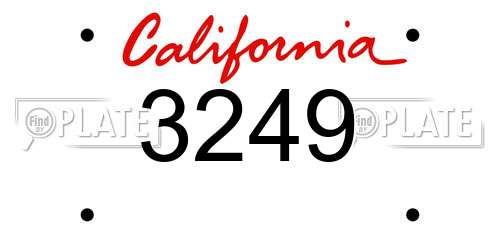 3249 California License Plate