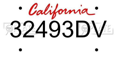 32493DV California License Plate
