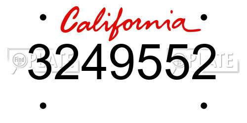 3249552 California License Plate