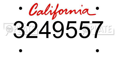 3249557 California License Plate