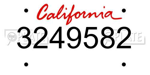 3249582 California License Plate