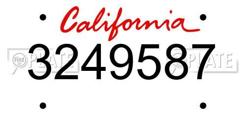 3249587 California License Plate