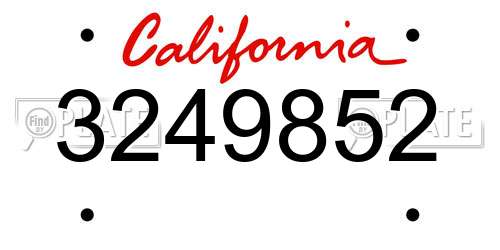 3249852 California License Plate