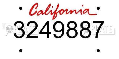 3249887 California License Plate