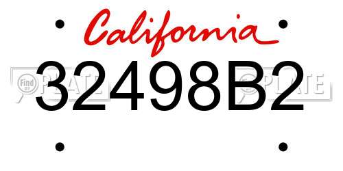 32498B2 California License Plate
