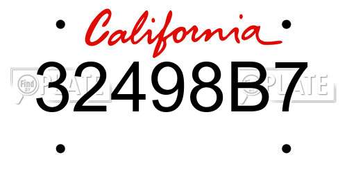 32498B7 California License Plate
