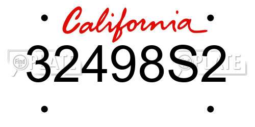 32498S2 California License Plate