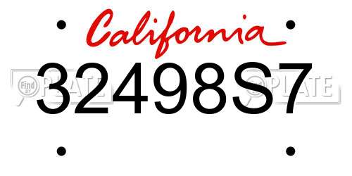 32498S7 California License Plate