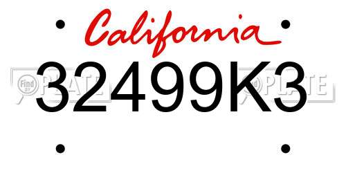 32499K3 California License Plate