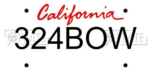 324BOW California License Plate