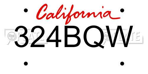 324BQW California License Plate