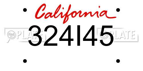 324I45 California License Plate