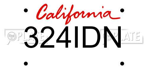 324IDN California License Plate