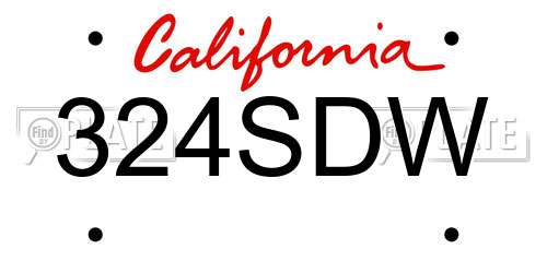 324SDW California License Plate