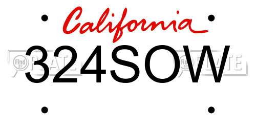 324SOW California License Plate