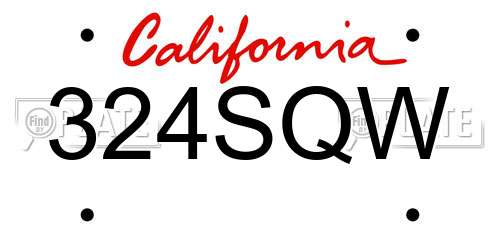 324SQW California License Plate