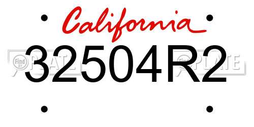 32504R2 California License Plate