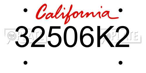 32506K2 California License Plate