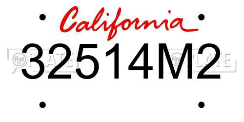 32514M2 California License Plate