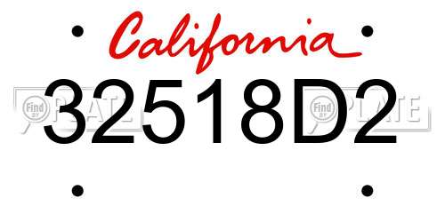 32518D2 California License Plate