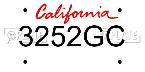 3252GC California License Plate