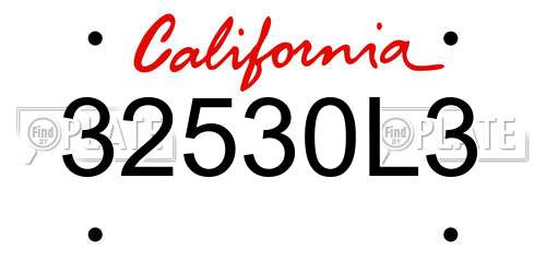 32530L3 California License Plate