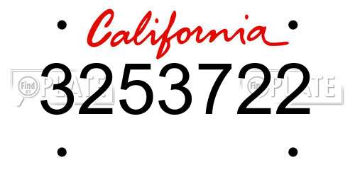 3253722 California License Plate