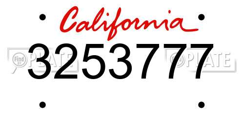 3253777 California License Plate